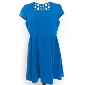C. Luce Blue Strappy Neck Cap Sleeve Mini Dress